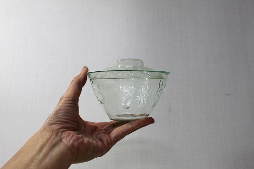 型吹きガラス　蓋茶碗